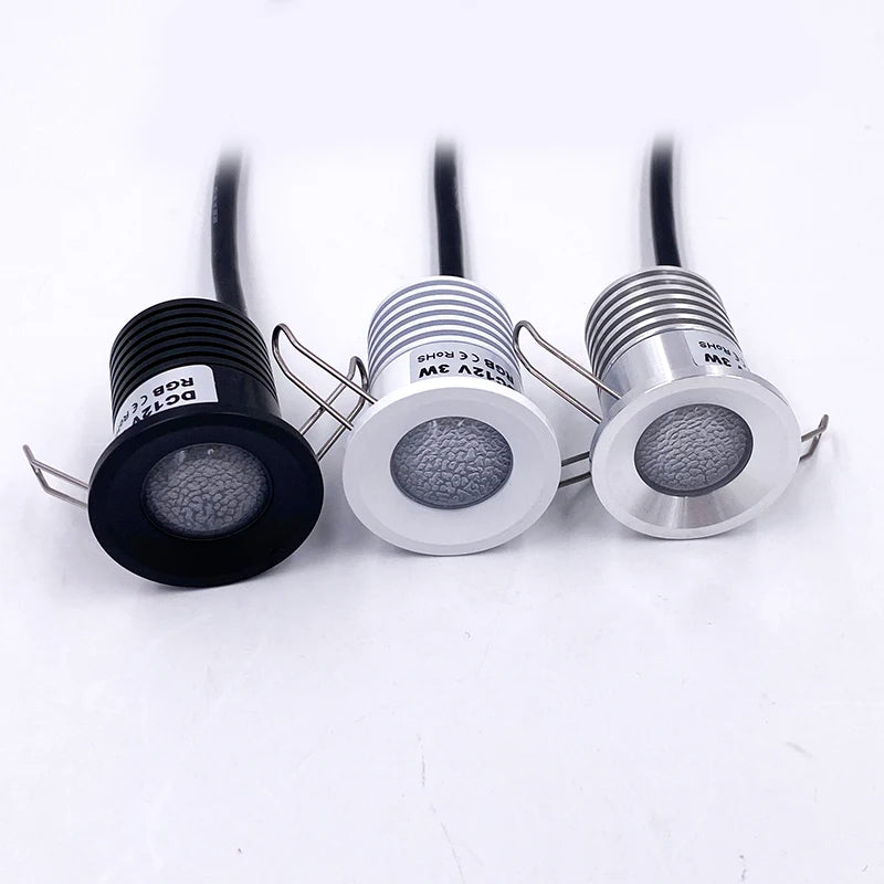 12V RGB IP65 3W Mini LED Downlight with Transformer Ceiling Spotlight Bedroom Kitchen 12V Dimmable Staircase Closet Party Light