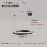 Nordic modern chandelier simple ring light led pendants round lamps