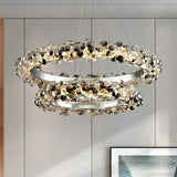 Simple Mix and Match Crystal Chandelier Living Room Ring Decorative Lights Luxury Stainless Steel Glossy Island LED Lights