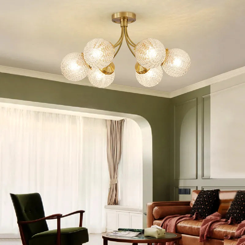 LED Chandelier For Living Room Children Bedroom Dining Room Kitchen Ceiling Lamp Modern Nordic Crystal Glass Ball Copper Lights