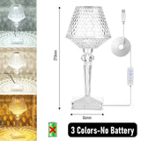 LED Diamond Table Lamp USB Touch Desk Lamp Eye-Protection Reading Lamp Crystal Projection Night Lights Home Bar Xmas Decor Light