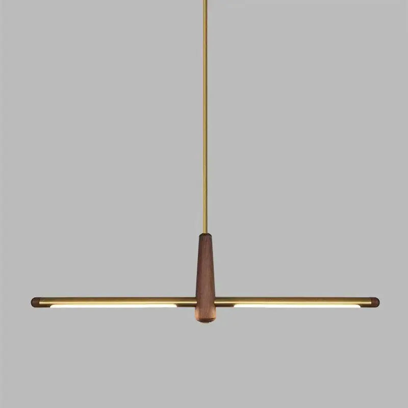 Nordic Designer Long Strip Restaurant Island Chandelier Simple Creative Office Study Lamp Light Luxury All-Copper Tea Room Lamp
