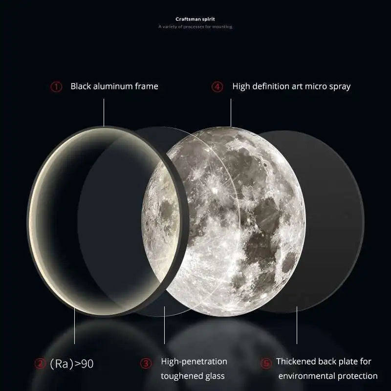 3D Moon Wall Sconce - Dimmable Indoor LED Decor Light for Hallway & Coffee Bar