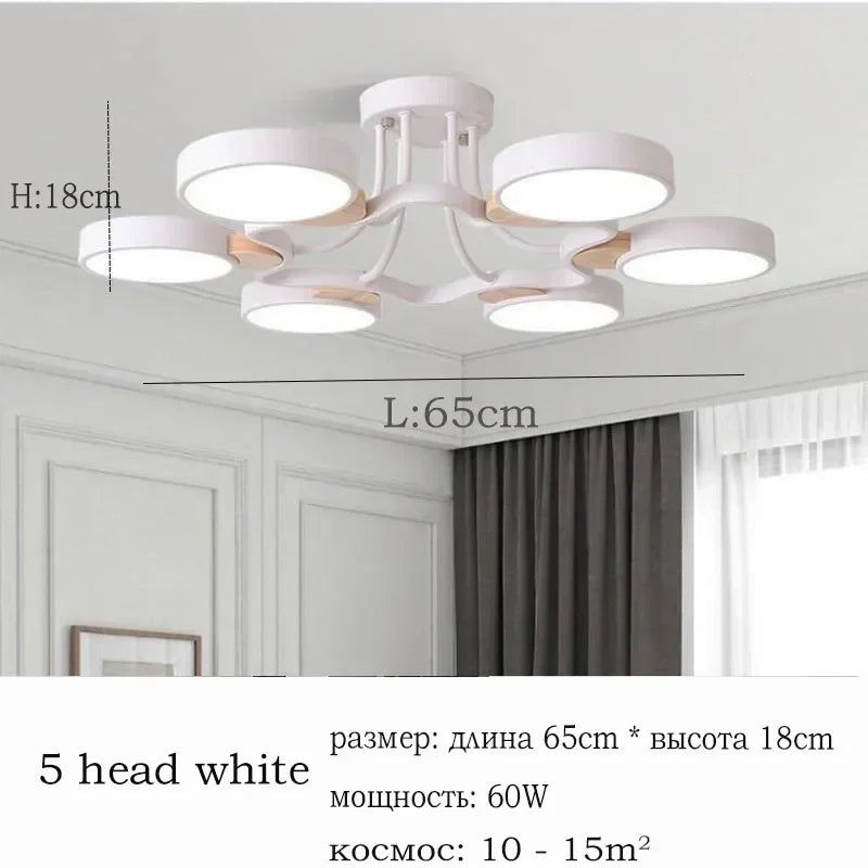 Nordic Creative Macaron Log LED Ceiling Light Bedroom Living Room Chandelie Modern Villa Restaurant Interior Lighting Decoration