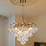 Chrome Tiered Bubble Chandelier Led Pendant Light For Living Room Dining Room Staircase Villa Luxury Glass Ball Hanging Lamp