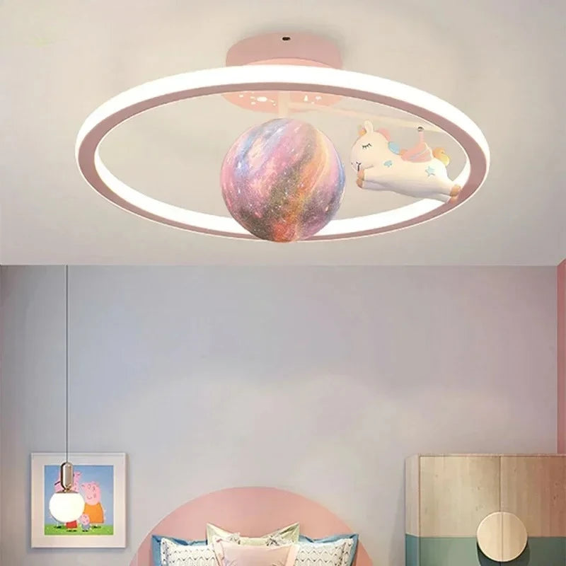 Modern Planet LED Ceiling Lights Lovely Crown Star Chandelier for Living Dining Room Kid's Bedroom Home Decoration Lamps Lustre