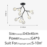 Modern Firefly Black Gold LED Chandelier for Living Room Lustre Bedroom Home Decor Indoor Light Minimalist Ceiling Pendant Lamp