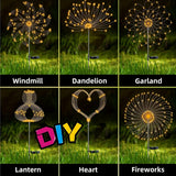 1 Pack Solar Firework Lawn Light Outdoor, IP65 Solar Garden Flower Fairy Lights For Patio Garden Christmas Lighting Decoration