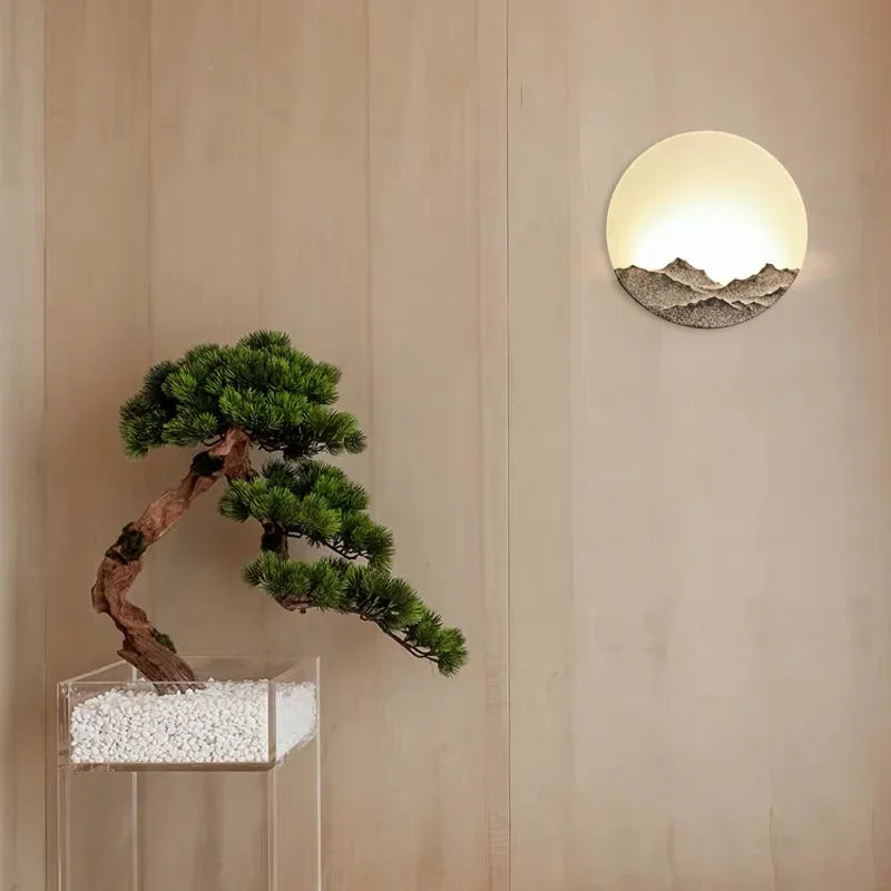 Chinese bedroom bedside aisle stairwell wall lamps Round hotel room background wall tea room simple decors LED Wall light