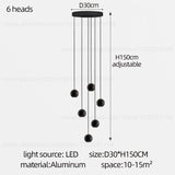 Orb Chandelier Interior Lighting Decorative Lamps Black Circular Penthouse Designer Living Room Pendant Stairwell Chandelier