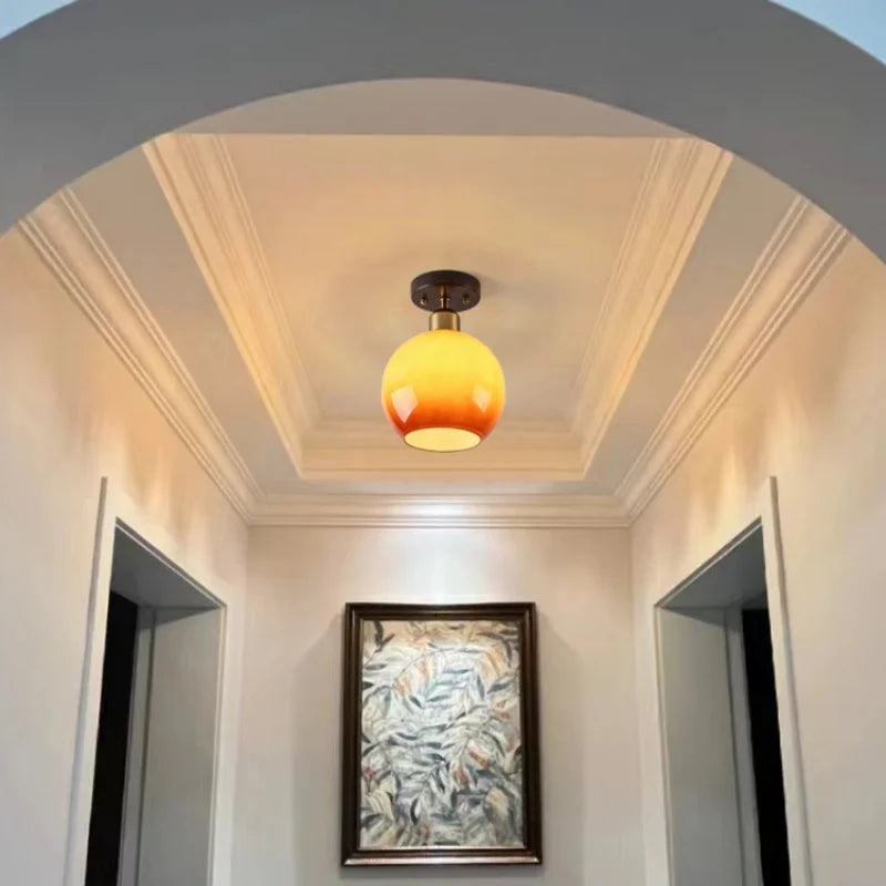 Home Lighting Walnut Copper LED Ceiling Light Corridor Living Room Light Interior Decoration Modern Ceiling Light Fixtures