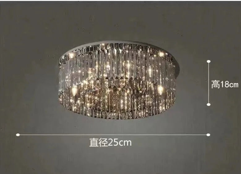 New Luminaires Modern Light Luxury Crystal Light Ceiling Living Room Atmosphere Simple Bedroom Restaurant Circular Fashion