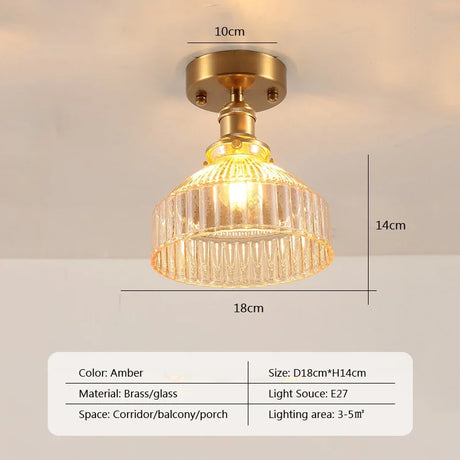 Retro LED Glass Ceiling Lights Nordic Brass Flower Aisle Decors Fixtures Living Room Corridor Balcony lamp Home Lighting Lusters'