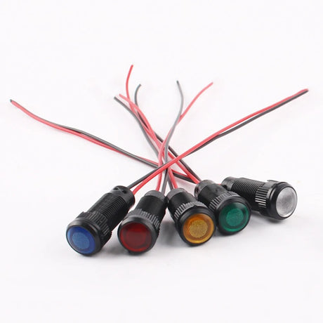 6mm Plastics LED Waterproof Black Indicator Light Signal Lamp Wire 3V 6V 12V 24V 110V 220V AC/DC