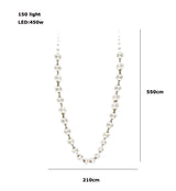2026 Trendy Pearl Necklace Design LED Dimmable Chandelier Balls Staircase 6 m Long Suspension Luminaire Lampen For Living Room