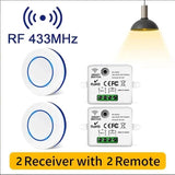 Wireless RF 433MHz Light Switch Kit - 10A Relay Receiver & Mini Wall Button