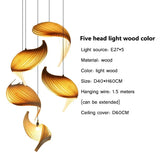 Wing maple pendant lamp handmade pleated finish wooden hanging light japanese style Chandelier dining bedroom staircase