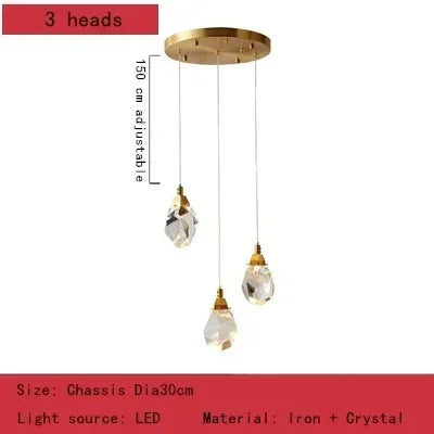 Nordic Villa Staircase Crystal Pendant Lights For Living Room Bedroom Kitchen Shop Home Decoration Chandelier Indoor Lighting