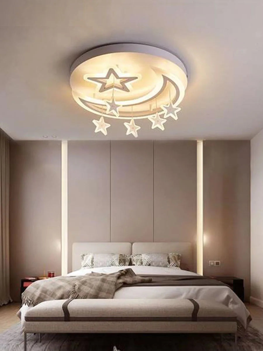 Children's Lamp: Modern Minimalist Star and Cloud Ceiling Light for Boys and Girls, Romantic LED Fixture for Study and Bedroom