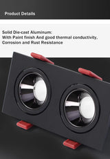 Recessed LED Ceiling Lamp 24W 10W Single/Double Head LED Spot lights COB Anti-Glare Downlight For Home Office Store Indoor