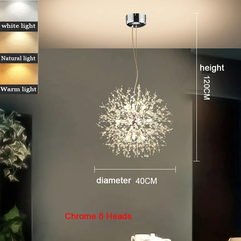 Modern Nordic Living Room Dining Room Crystal Dandelion Chandelier Campfire Bug Decorative Lighting Warm Chandelier Bedroom Shop