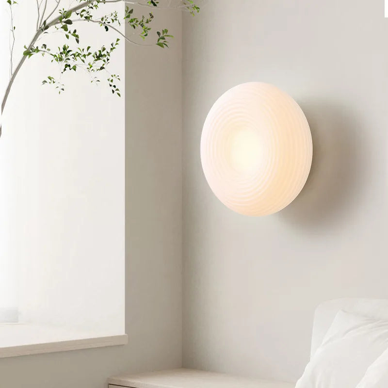 Modern Nordic round LED wall lamp bedroom balcony entrance porch lamp warm guest dining room ceiling light chandelier