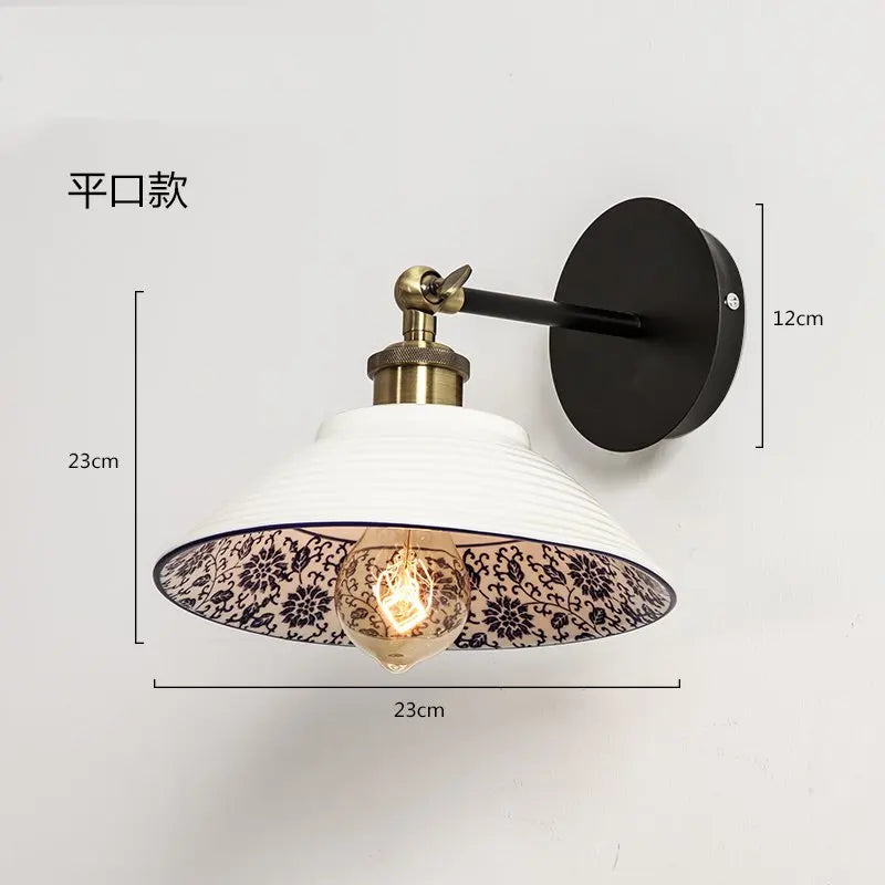 Modern Blue and White Porcelain Wall Lamp Retro Ceramic Sconces Living Lighting Bedroom Bathroom Dining Hall Decoration Fixture