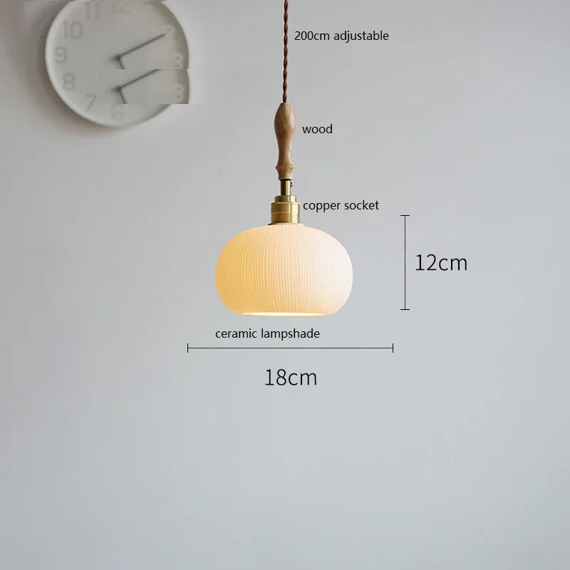 Butterfly Ceramic LED Pendant Lamp Beside Wooden Handle Copper Socket Home Decors Bedroom Dining Living Room Light Hang lamp
