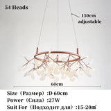 Nordic Chandelier Modern Luxury Living Room Kitchen Firefly Led Ceiling Pendant Lamp Indoor Creative Children's Room Ring Lights