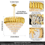 Modern Golden Crystal Chandelier, 5-Layer Circular Luxury Ceiling Chandelier, Suitable for Dining/Living Room/Entrance Hall