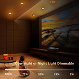 6-Inch Black LED Recessed Light with Night Light - 5CCT Dimmable Wafer Light