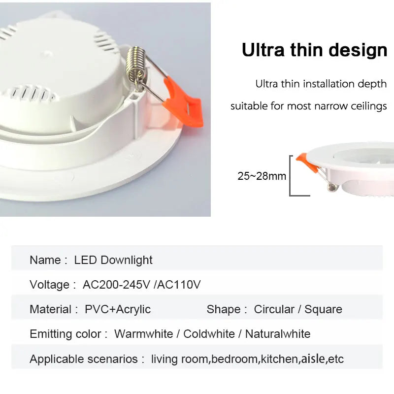 10Pcs LED Downlights 7W 9W Spot Lights 5W 12W 3W AC220V 110V COB Chip Recessed Ceiling Lamps For Home Illumination