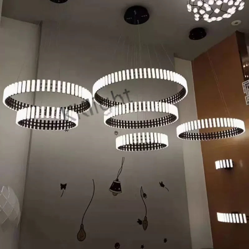 Modern New Simple Duplex LED Chandelier Bedroom Living Dining Room Decoration Art Ring Pendant Lamp Luster Fixture Indoor Lighti