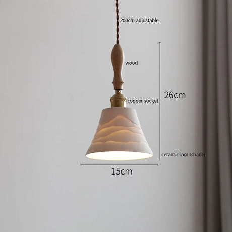 Butterfly Ceramic LED Pendant Lamp Beside Wooden Handle Copper Socket Home Decors Bedroom Dining Living Room Light Hang lamp