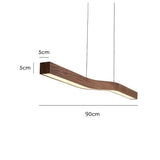 Retro Camur Linear Pendant Light Walnut Wood Grain Long Strip Lamps Restaurant Hanging Lamp Loft Artistic Creativity Dining Room