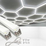 DIY Hexagon Garage LED Tube Accessories & Connector Set (110-240V) - Suspension Wire Cable Kit for Honeycomb Workshop & Barber Shop Lighting