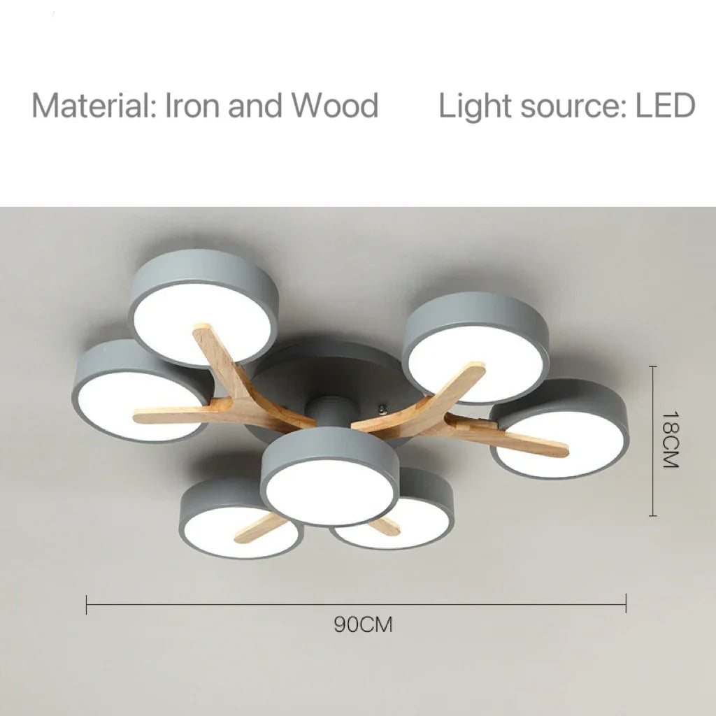 Nordic Modern Macaron Ceiling Lamp Chandelier Bedroom Minimalist Wood Home Decor Living Room Kitchen LED Lighting Fixtures