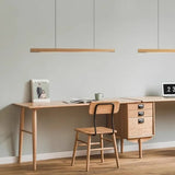 Solid Wood Long LED Pendant Light Modern Minimalist Dining Room Bedroom Living Room Front Desk Decorative Lighting Fixtures