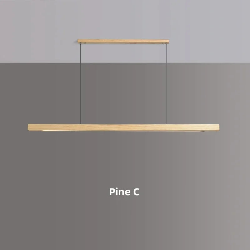 Modern Simple Pendant Lights Wooden Long Linear Hanging Lamp Table LED Light Kitchen Island Lighting Dining Living Room Office