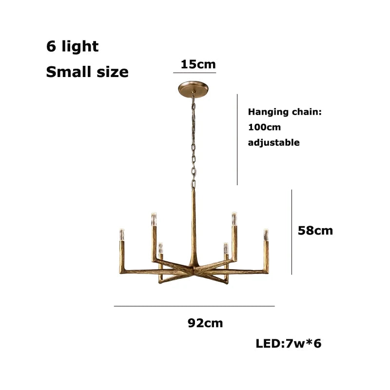 Retro American Old Tree Of 18th Century Copper Crystal LED Chandelier Lustre Suspension Luminaire Lampen For Living Room