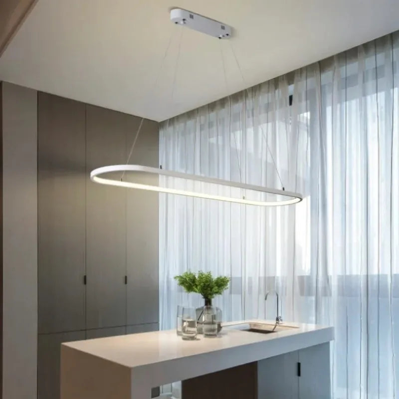 Nordic Lamp Modern LED Ring Pendant Light Kitchen Dining Room Island Indoor Chandelier Hanging Lamp Suspension String Design