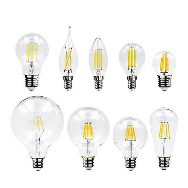 LED Retro Edison Bulb E27 E14 - Vintage Filament Lamp C35 G45 A60 ST64 ...