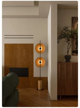 Japanese Round Solid Wood Lamp Mito Floor Lamp Wabi-sabi Retro Tall Lamp for Living Room Study Adjustable Corner Standing Light