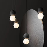 Nordic Minimalist Terrazzo LED Black Spherical Pendant Light for Living Room Bedroom Interior Design Decorative Hanging Fixtures