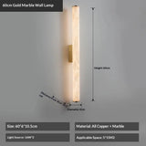 Spanish Natural Marble Wall Sconce Lamp - Cylindrical Up & Down LED Wall Light Fixture for Bathroom, Bedroom, Stairs & Parlor Decor