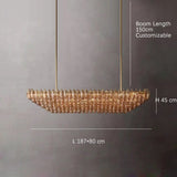 2025 Contemporary Glass Pendant Lamp Round Rectangle Chandelier Silver Black Finish Adjustable Ceiling Light Villa