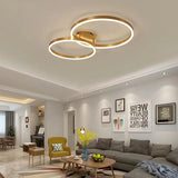 Nordic Creative Led Circle Chandeliers Bedroom Living Dining Room Lighting Chandelier Home Indoor Lamps Golden Brown Glossy Lamp