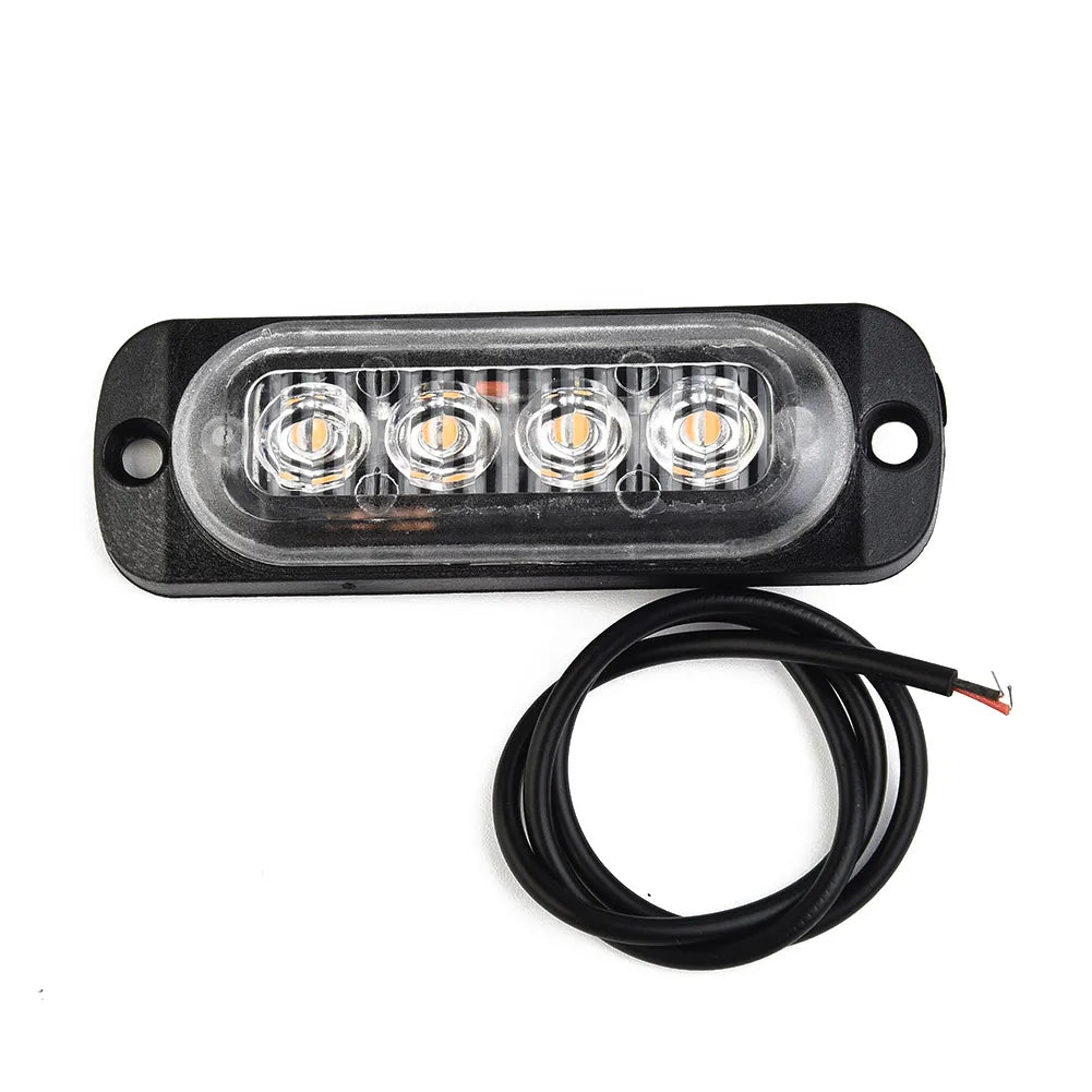 Car LED Warning Light with Plate Number, Grill, Breakdown, Emergency, Side Light for Trucks, Trailers - Amber, 12-24V
