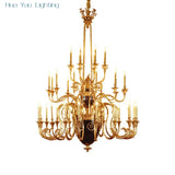 French Mid Century Copper Chandelier European Luxury Classical Hotel Villa Hall Living Room Antique Brass Pendant Light