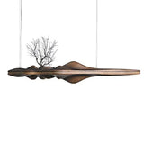 Wabi Sabi Wood Sculptural Mountain Shape Design Minimalist Artistic Dining Room Kitchen Island Interior Decor Home Pendant Lamp